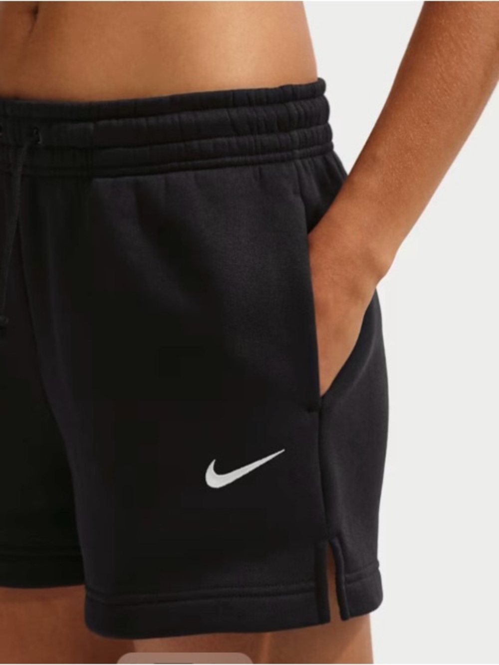 Nike Women's Black Athletic Shorts with White Swoosh